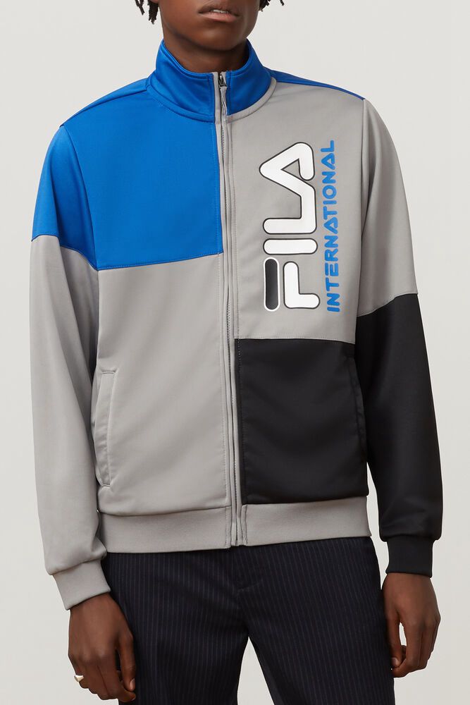 Fila Daniele Track Jacket Grey/Black/Blue - Mens - 74065ZOIX